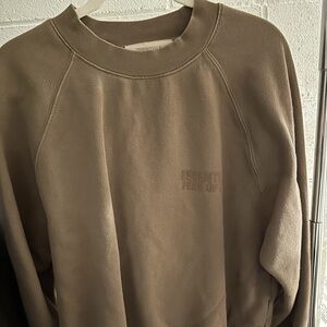 Essentials Tan Crewneck Sweater Relaxed Fit Soft Knit